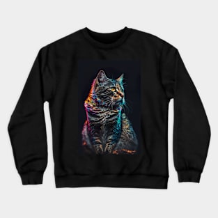 Serious Cat portrait Crewneck Sweatshirt